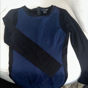 Aqua Brand Black and Blue Long Sleeve Bodycon Dress